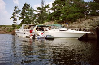 Tied upto the rocks at the Bad River