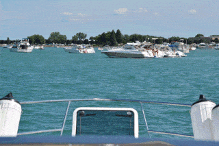 A few boats on the lake